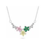Brilio Brilio Silver Silver necklace Colorful flowers with zircons NCL173WRBW
