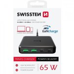 Swissten Desktop GaN Charger Adaperis 2x USB-C | 2x USB | 65W
