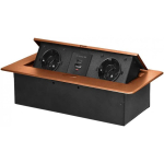Orno Furniture socket recessed into the table top with flat milled edge and USB charger, 2x2P+Z (Schuko), 2xUSB (type A+C 3.6A),