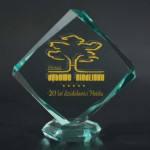Tryumf Engraved glass trophy with case + paint filling