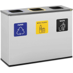 Ulsonix Dustbin odpady do segregacji 3 komorry STAL 180 l silver