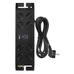 Extension Extension cord with surge protection (1800J) 8 outlets, 3m, TV antenna (IEC), RJ45 protection, black EMOS