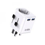 SBS universal travel adapter - EU 2xUSB-A - white