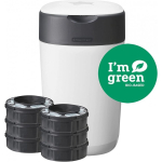 TOMMEE TOMMEE TIPPEE SANGENIC TWIST AND CLICK ADVANCED DIAPER CONTAINER AND 6 PCS. CARTRIDGE SET, White