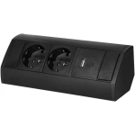 Orno Socket in furniture 2x2P+Z (Schuko), 2xUSB (typ A+C 2.4A), black