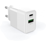 FoneKit Double 20W charger, USB-C + USB-A, white