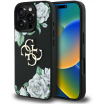 Case Case Guess Grained Roses Big 4G logo for iPhone 16 Pro black