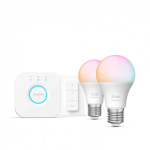 Philips Philips Hue White and colour ambience Essential starter kit: 2 E27 nutikat pirni (806 lm) + h&auml;mardusl&uuml;liti