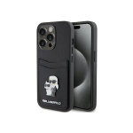 Karl Karl Lagerfeld KLHCP15LSAPKCNPK iPhone 15 Pro 6.1" Black|Black Hard Case Saffiano Cardslot Karl&Choupette Metal Pin