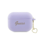 Earphones Earphones Guess GUAP2LSCHSU AirPods Pro 2 Cover Purple/Purple Silicone Charm Heart Collection