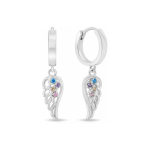 Brilio Brilio Silver Silver hoop earrings Angel wing with zircons EA1120WRBW