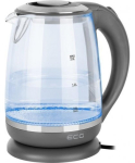 Coffee Coffee machine ECG Electric kettle RK 2020 Gray Glass, 2 L, 360&deg; base with power cord storage, Blue backlight, 1850-2200 W