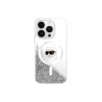 Case Case Karl Lagerfeld KLHMP16SLGKISGH iPhone 16 6.1" hardcase transparent Liquid Glitter Karl Head Magsafe