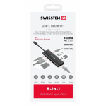 Swissten 8in1 USB-C Hub Aluminium USB-C 100W / HDMI 4K / LAN RJ45 / 2x USB-A / USB-C / SD / MICRO SD