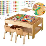 MASTERKIDZ wooden educational table + ACCESSORIES mast wall + 135 blocks