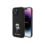 Case Case Karl Lagerfeld KLHCP15SGKNPSK iPhone 15 6.1" black|black hardcase Fixed Glitter Ikonik Logo Metal Pin