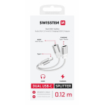 Swissten Textile USB-C / USB-C / Aux 3.5mm Charging Audio Adapter 0.12m