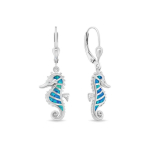 Brilio Brilio Silver Silver dangle earrings Seahorse with blue opals EA1128WB