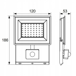 Kafler Bemko LED SMD prožektор KASTEL2 20W 4000K 1640lm IP65 musta v&auml;rviga liikumisanduriga C64-S-LFK2-020BL-4K