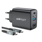 Acefast 2 in1 Charger GaN 65W Type C/USB USB Adapter HDMI Adapter 4K @ 60Hz (Cable Kit) Black (A17 Black)