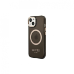 Case Case Guess Gold Outline transparent MagSafe for iPhone 14 (black)