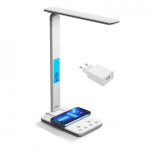 Media-Tech LEDITOU &ndash; Energy-saving LED desk lamp with 15W QI wireless charger. Illuminated alarm clock with &deg;C/&deg;F thermometer, 3