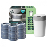TOMMEE TOMMEE TIPPEE TWIST AND CLICK ADVANCED DIAPER CONTAINER AND 12 PCS. CARTRIDGE SET, White