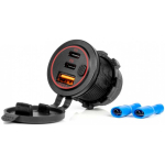 Car Car charger with usb sockets, waterproof, with switch usb + 2x usb-c qc3.0 12v 24v amio-04227