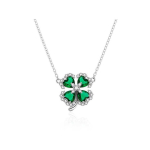 Agate Agate Silver Necklace Four-Leaf Clover AGT-N021WGR