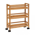 5five 5five Simply Smart Bamboo Bathroom Shelf on Wheels, 3 Shelves, Bamboo