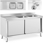 Royal Royal Catering Zlew basen gastronomiczny dwukomorowy with a cabinet with drzwiami przesuwnymi 160 x 60 x 95 cm