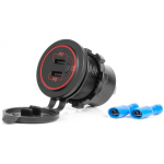 Car Car charger with USB sockets, waterproof, with switch 2x USB-C 12v 24v amio-04224