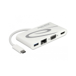 DeLOCK 87731 s&uuml;learvuti dokk ja pordireplikaator USB 3.2 Gen 1 (3.1 Gen 1) Type-C Hall, Valge