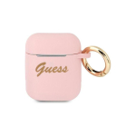 Guess Protective case GUA2SSSI silicone Vintage Script for AirPods 1/2 pink