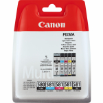 Canon PGI-580/CL-581 tindikassett 5 tk Originaal Standard Yield Must, Ts&uuml;aan, Magenta, Kollane