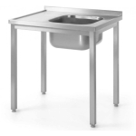Steel Steel kitchen worktop with sink 100x60cm RIGHT - Hendi 811573