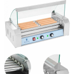 Royal Royal Catering Roller grill with cover, roller grill, sausage warmer, 5 rolls