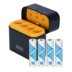 &bdquo;Newell&ldquo; &bdquo;Newell&ldquo; nelja kanali laadija ja 4 AA liitiumioonaku komplekt &ndash; 2200 mAh