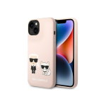 Karl Karl Lagerfeld KLHMP14MSSKCI iPhone 14 Plus 6.7 Inch Hard Case Light Pink / Light Pink Silicone Karl & Choupette Magsafe
