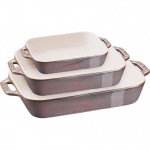 Set Set of 3 prostokątnych p&oacute;łmisk&oacute;w ceramicznych Staub - Antique gray