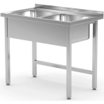 Wall-mounted Wall-mounted kitchen table with two sinks, welded steel, 100x60x85 cm - Hendi 815007