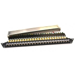 19-inch 19-inch panel LEXI-Net EXCLUSIVE 24 port, FTP, 50 &micro;m, Cat6, double terminal block, black