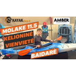 Vienvietė Vienvietė žvejybinė minama baidarė AMBER CEBO 9.4, FLAP pedal, 285 x 85 x 35 cm, Juodas Cyan, HDPE