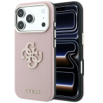 Guess Grained & Big Resin Logo &uuml;mbris iPhone 18 Pro Max / 17 Pro Max jaoks - Roosa