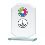 Detail Detail Glass trophy with LuxorJet color printing, engraving and paint filling