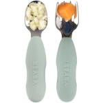 BEABA 2 PCS. STAINLESS STEEL TABLE TOOL SET +10 MONTHS, SAGE Green