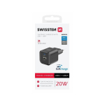 Swissten Travel Charger GaN USB-C 20W PD / USB-A 18W QC