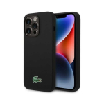 Case Case Lacoste Apple iPhone 15 Pro Liquid Silicone Microfiber Croc Logo Magsafe Back Cover Black