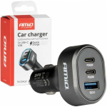 Fast Fast car charger 85w qc3.0 pd65w pd20w 2x usb-c 1x usb-a amio-04177