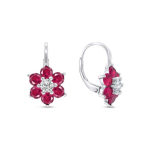 Brilio Brilio Silver Brilio Silver Delicate silver earrings with fuchsia zircons Flowers EA307WR
